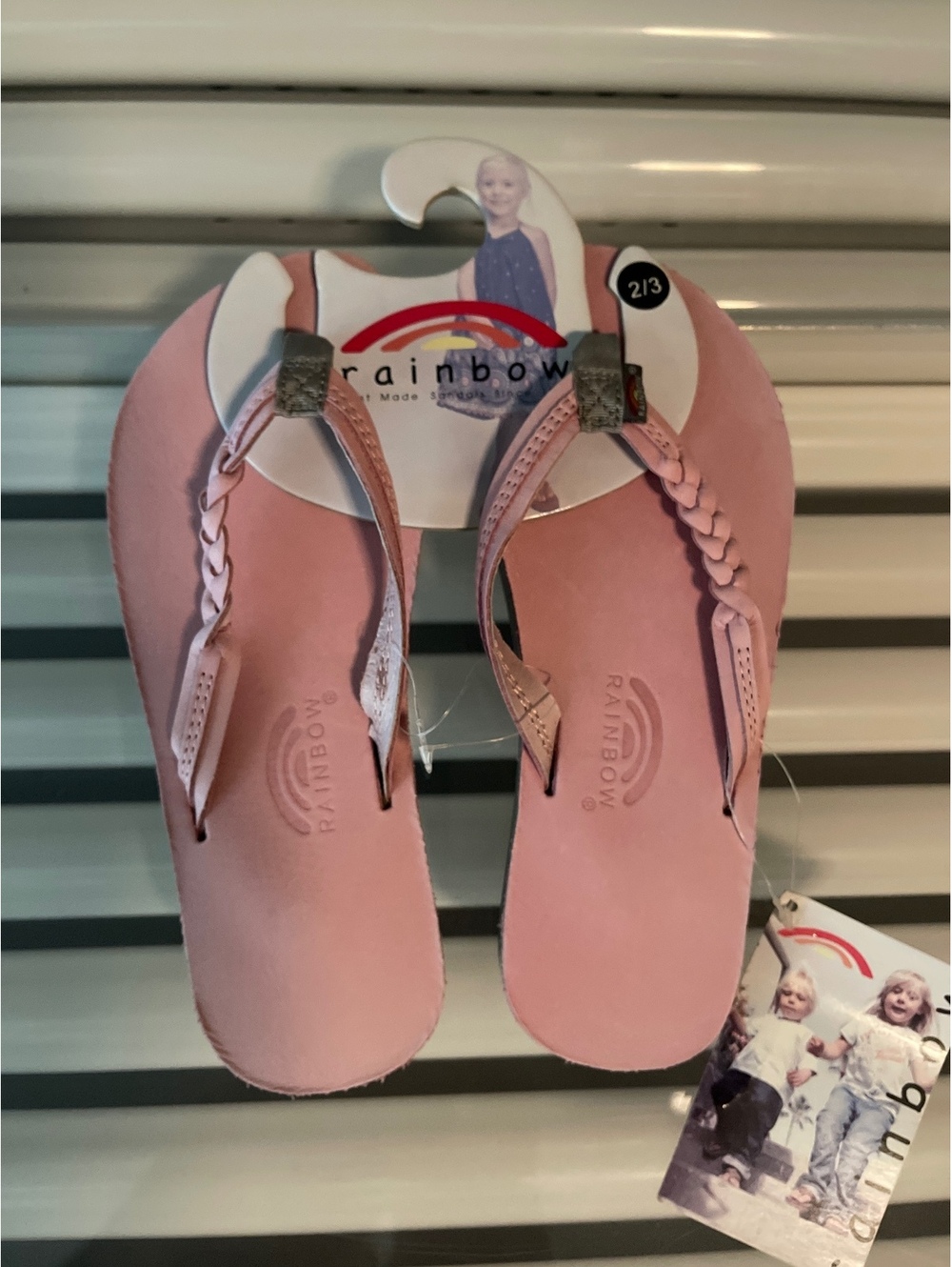 Rainbow Kids Flirty Braidy Pink and Grey Sandals Size 2/3